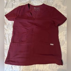Women’s maroon figs scrub top